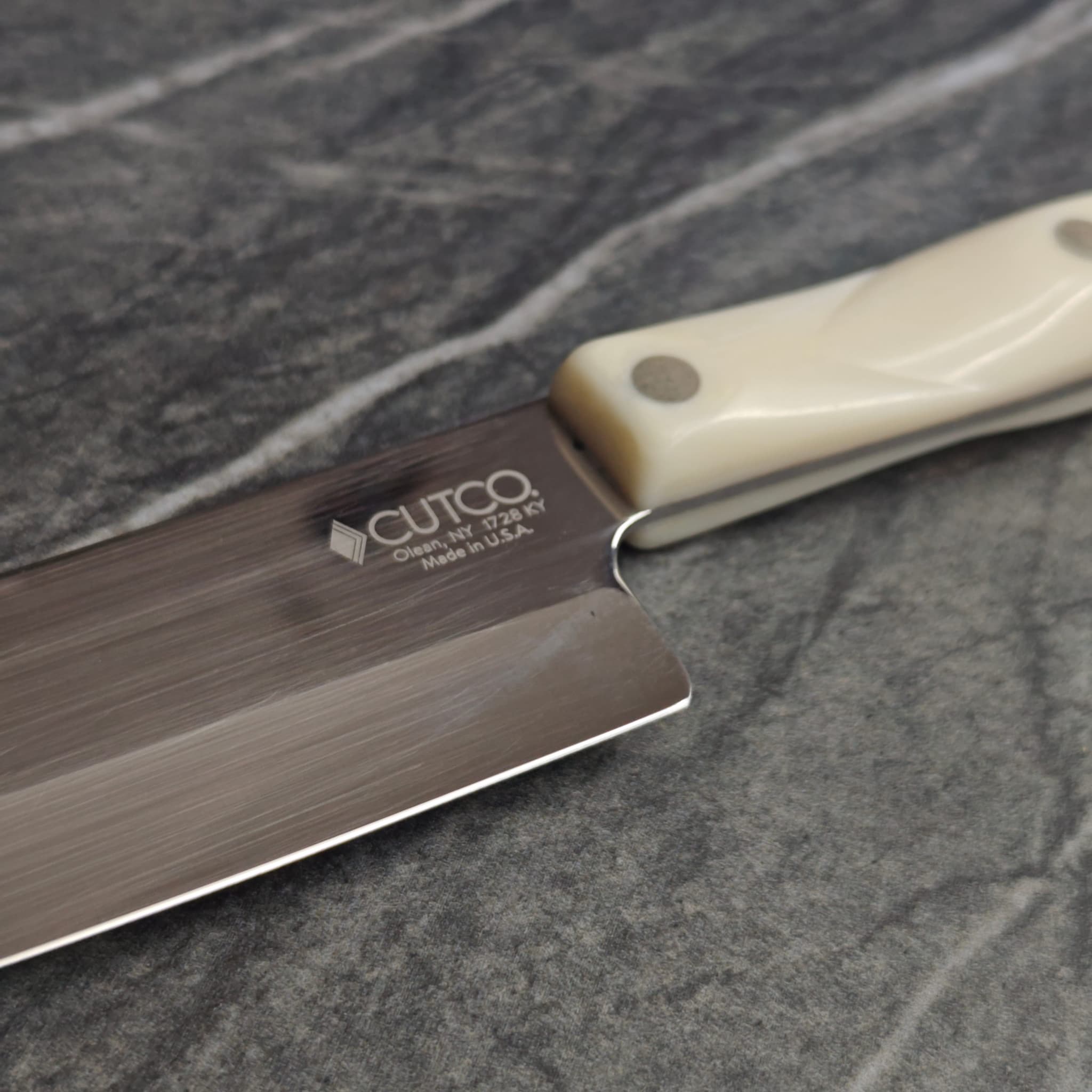 Cutco knife edge sharpened to a mirror finish