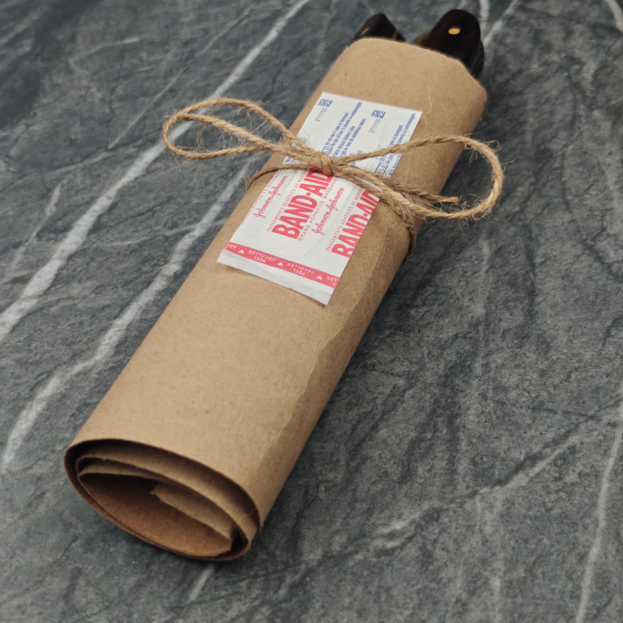 Wrapped knives ready for porch pickup