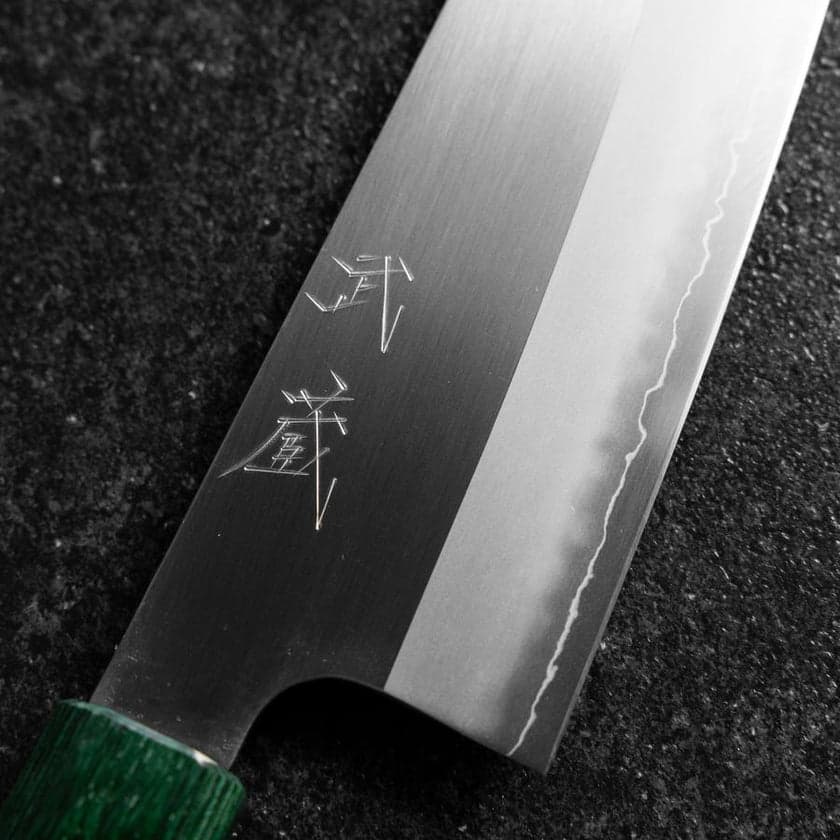 Close-up of Japanese knife markings