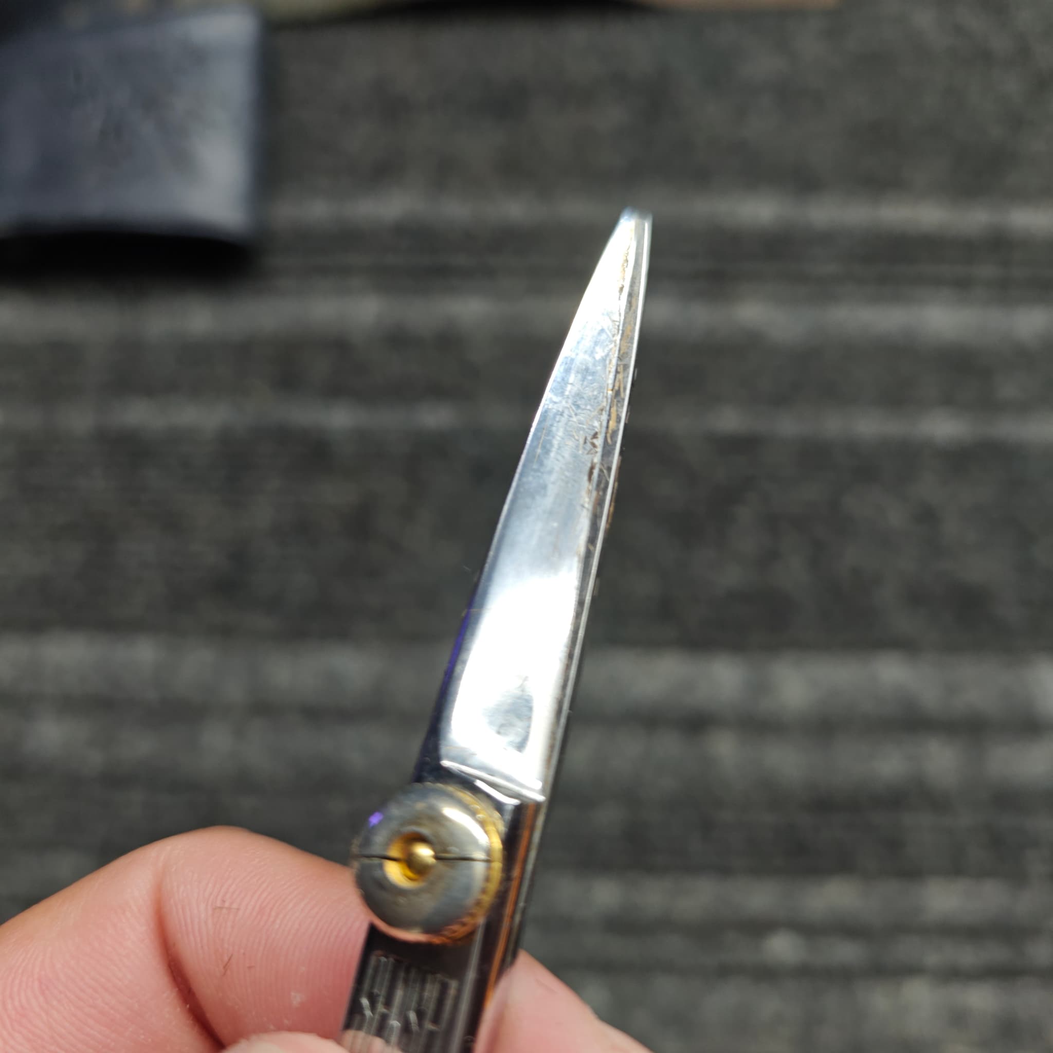 Sharp scissor tip detail after sharpening