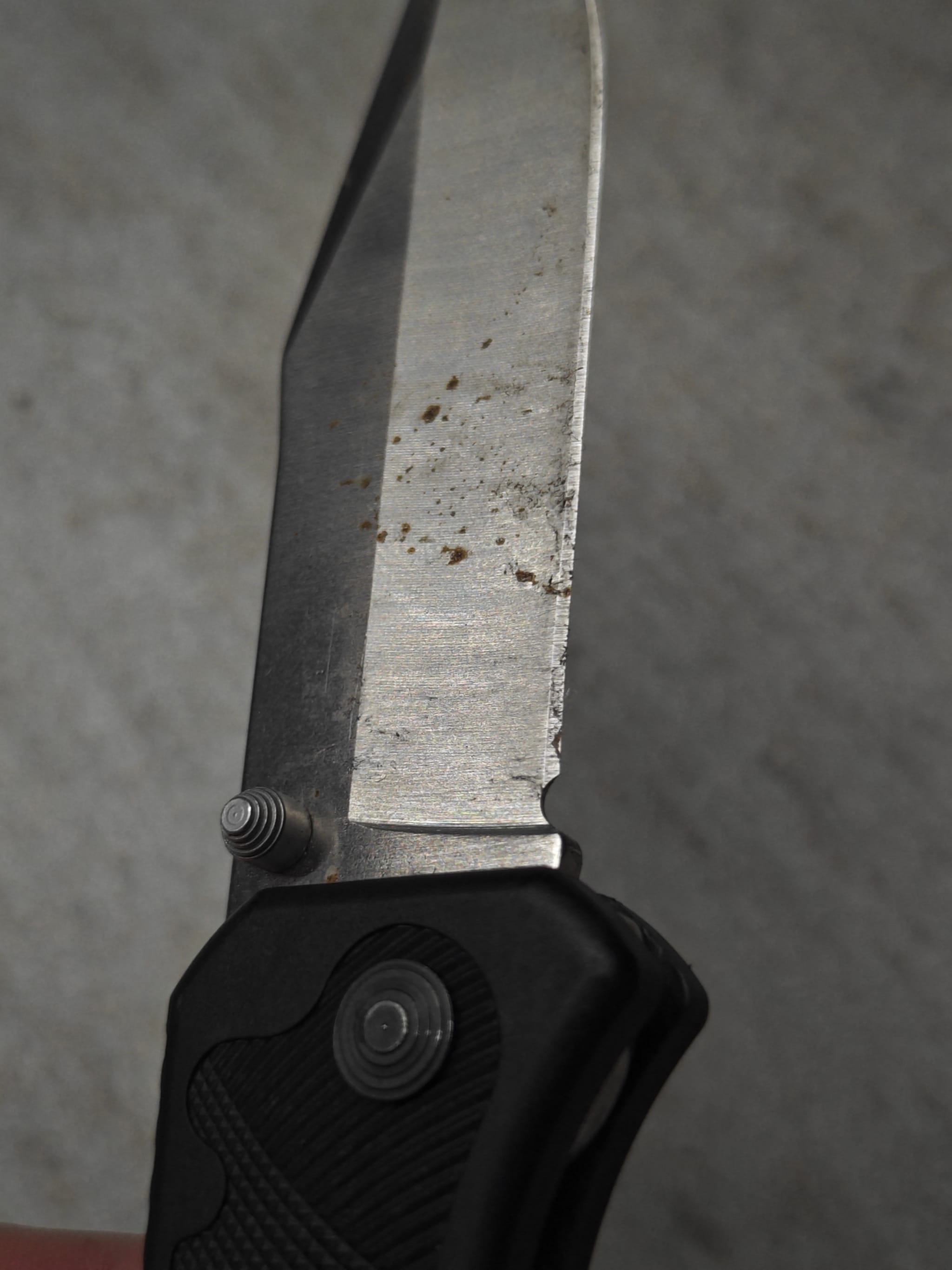 SOG pocket knife – dull tip before sharpening