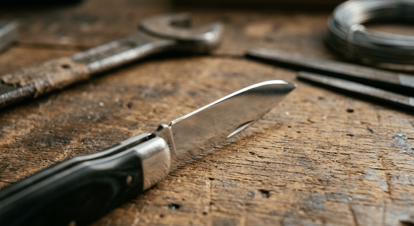 Professional knife sharpening service near me - after results showing razor-sharp blade