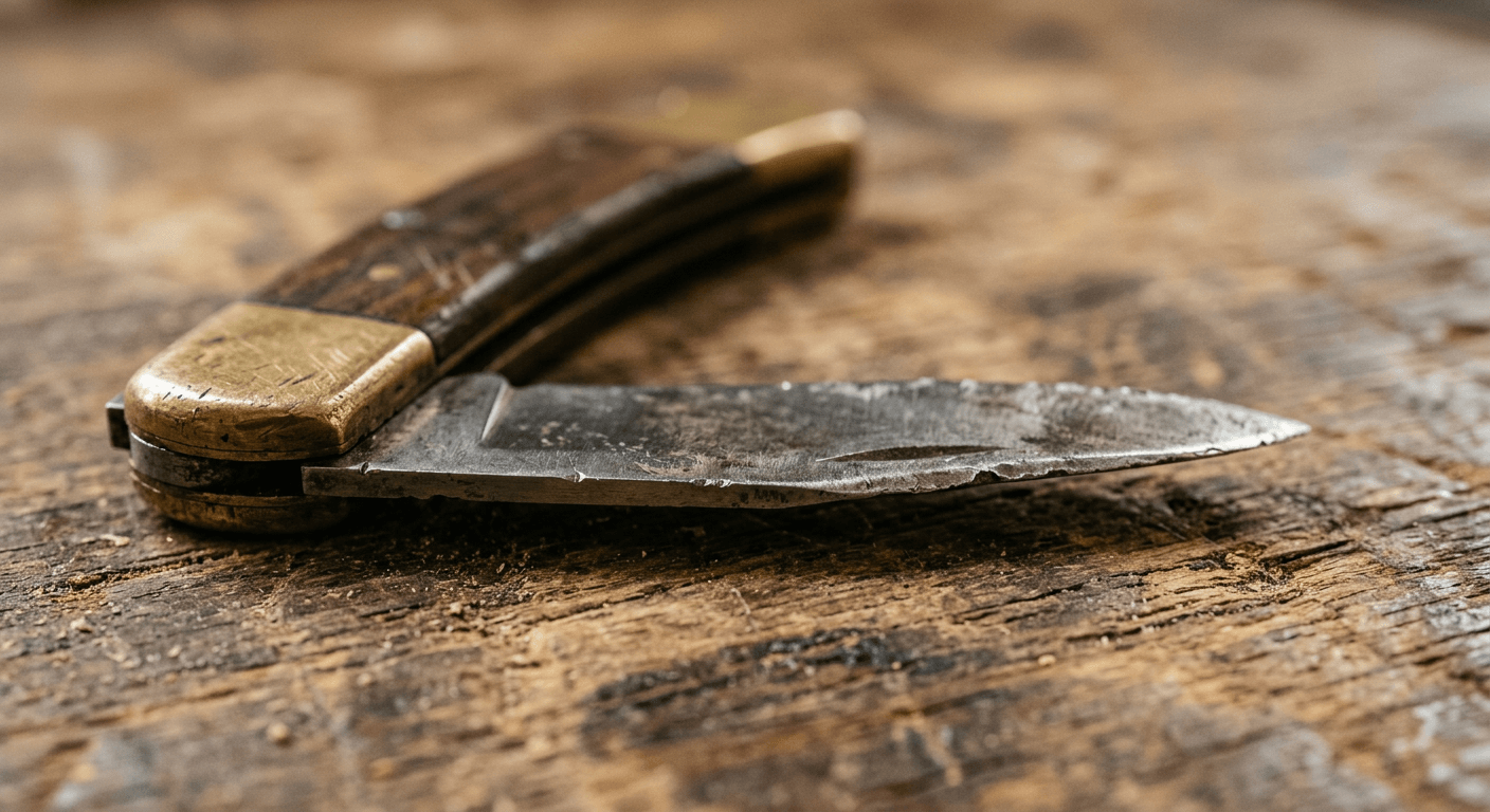 Professional knife sharpening service near me - before results showing dull blade
