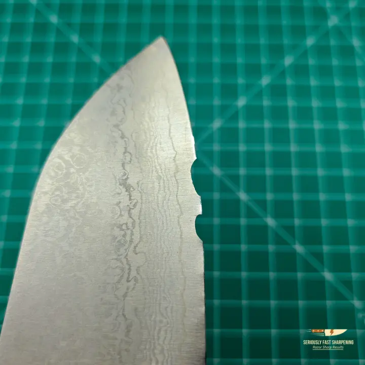 Professional knife sharpening service near me - after results showing razor-sharp blade