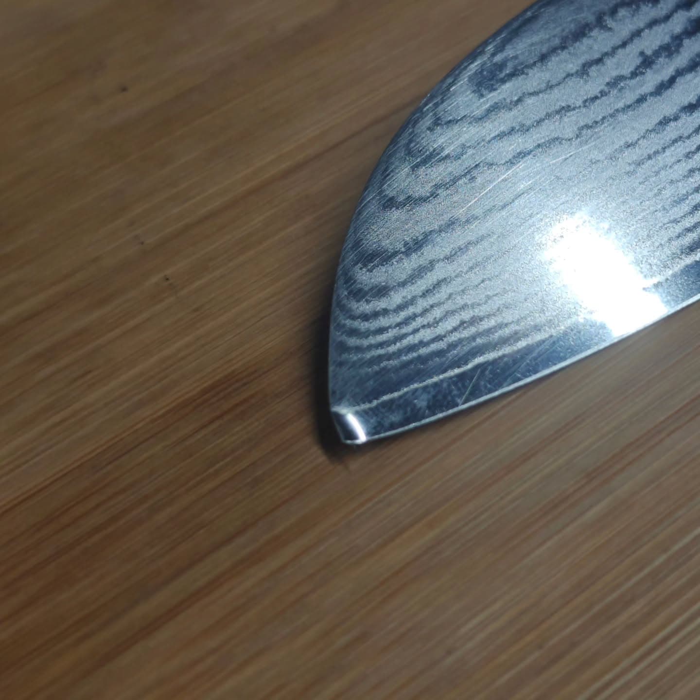 Cutco knife blade — dull edge before professional sharpening